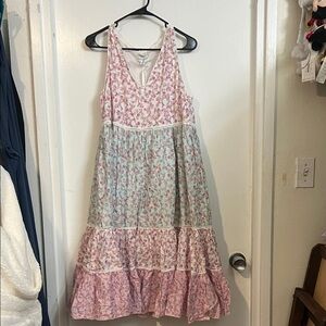 LoveShackFancy Pink and Purple Floral Dress